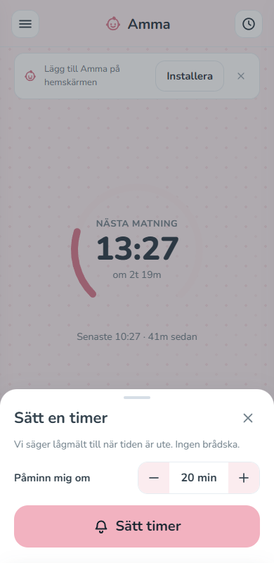 Sätt en egen timer när du vill bli påmind — utan att rubba den delade klockan.